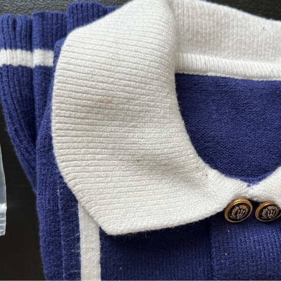 Babygirl Navy Sailor Dress Long Sleeve Nautical Knit Pleated Dress - Picture 12 of 12